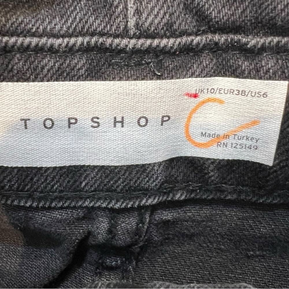 Topshop Washed Black Grey Paper Bag High Rise Denim Jean Shorts 6 NWT - Picture 8 of 13